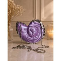   "Ezüst-lila epoxi gyanta fedésű, kagyló díszítésű elegáns női clutch táska"#15