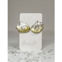   "Arany fehér köves epoxi gyanta kagyló fülbevaló"#02