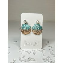   "Mentazöld-arany epoxi gyanta kagylós fülbevaló"#03