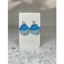 "Kék-fehér epoxi gyanta kagylós fülbevaló"#15