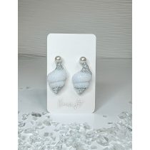   "Fehér-ezüst epoxi gyanta kagyló formájú fülbevaló"#16