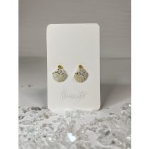   "Fehér-arany pelyhes epoxi gyanta mini kagylós fülbevaló"#19