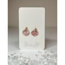   "Átlátszó rosegold pelyhes epoxi gyanta mini kagylós fülbevaló"#25