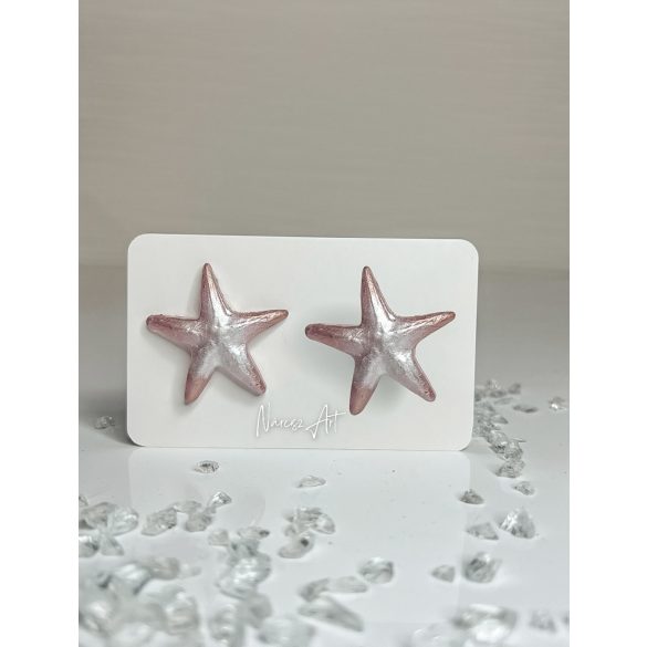"Fehér-rosegold epoxi gyanta tengeri csillag alakú női fülbevaló"#28