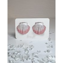   "Fehér-rosegold epoxi gyanta tengeri kagyló alakú női fülbevaló"#32
