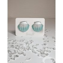   "Fehér-mentazöld epoxi gyanta tengeri kagyló alakú női fülbevaló"#33