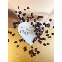   " Szív alakú fehér-kávés epoxi gyanta poháralátét "#02