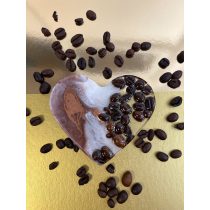   " Bronz-fehér-kávés szív alakú poháralátét " #03