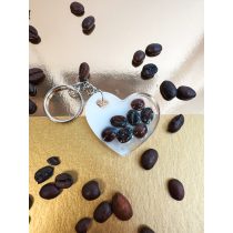   " Szív alakú epoxi gyanta kávés kulcstartó " #04