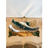 " Zöld-arany epoxi gyanta kínálótál " #03