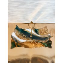 " Zöld-arany epoxi gyanta kínálótál " #03