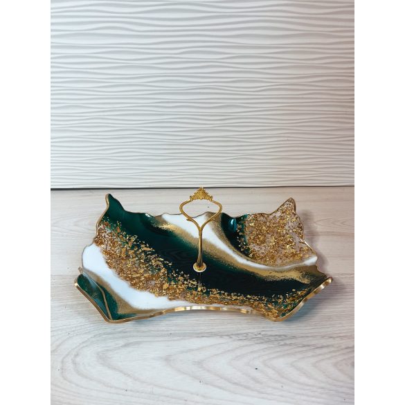 " Zöld-arany epoxi gyanta kínálótál " #03