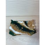 " Zöld-arany epoxi gyanta kínálótál " #03