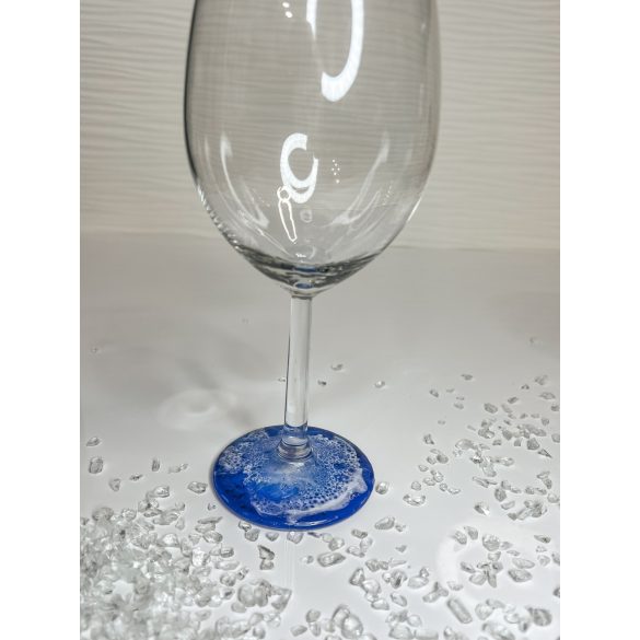 "Sötétkék epoxi gyanta fedésű óceán hatású borospohár"#05