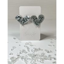 "Ezüst epoxi gyanta szív fülbevaló"#02