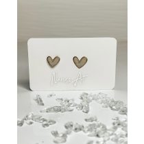   " Fehér-arany epoxi gyanta szív alakú fülbevaló"#03