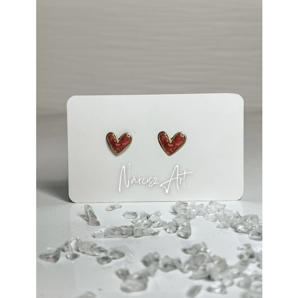 " Rosegold-arany epoxi gyanta szív alakú fülbevaló"#05