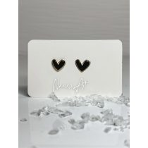   " Fekete-arany epoxi gyanta szív alakú fülbevaló"#06