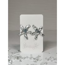   "Ezüst átlátszó epoxi gyanta tengeri csillagos fülbevaló"#01