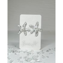   "Fehér-ezüst köves epoxi gyanta tengeri csillag fülbevaló"#02