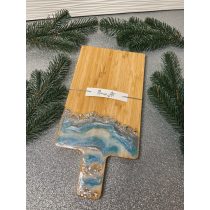   "Kék-ezüst metál csillogós epoxi gyanta fedésű vágodeszka, ajándék"#04