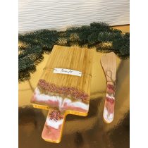   "Rosegold metál csillogó epoxi gyanta fedésű vágódeszka és fakanál szett, ajándék nőknek"#02