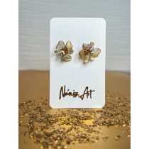   "Arany-fehér epoxi gyanta virágos fülbevaló"#01