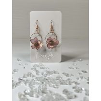  "Rose gold epoxi gyanta virágos fülbevaló fém karikán"#07