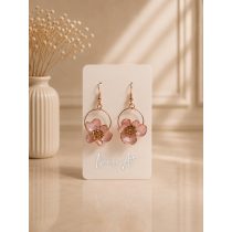   "Rose gold epoxi gyanta virágos fülbevaló fém karikán"#07