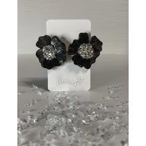 "Fekete-ezüst epoxi gyanta virág fülbevaló"#12