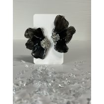 "Fekete-ezüst epoxi gyanta virág fülbevaló"#14
