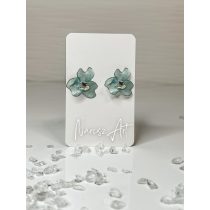   " MEnta zöld epoxi gyanta virágos fülbevaló "#18