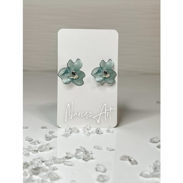 " MEnta zöld epoxi gyanta virágos fülbevaló "#18