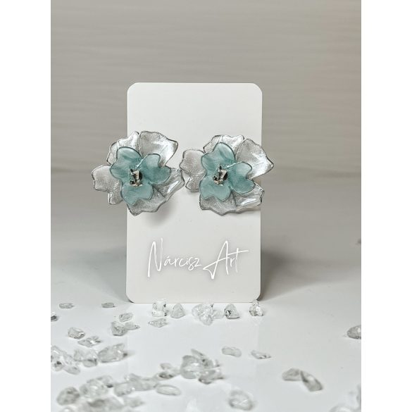 "Menta zöld-fehér dupla virágos fülbevaló"#20