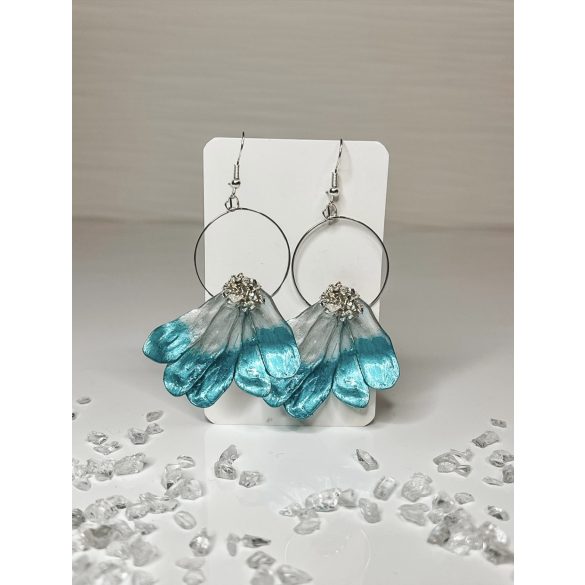 "Türkíz epoxi gyanta virágos fülbevaló"#24