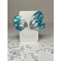   "Türkíz epoxi gyanta féloldalas virág fülbevaló"#25