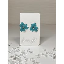 "Türkíz epoxi gyanta kis virágos fülbevaló"