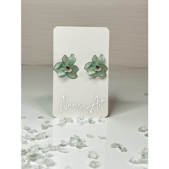 "Zöld epoxi gyanta kicsi virág fülbevaló"#34