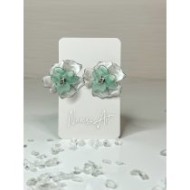 "Zöld epoxi gyanta dupla virágos fülbevaló"#42