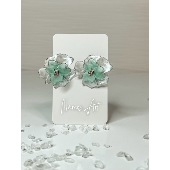 "Zöld epoxi gyanta dupla virágos fülbevaló"#42