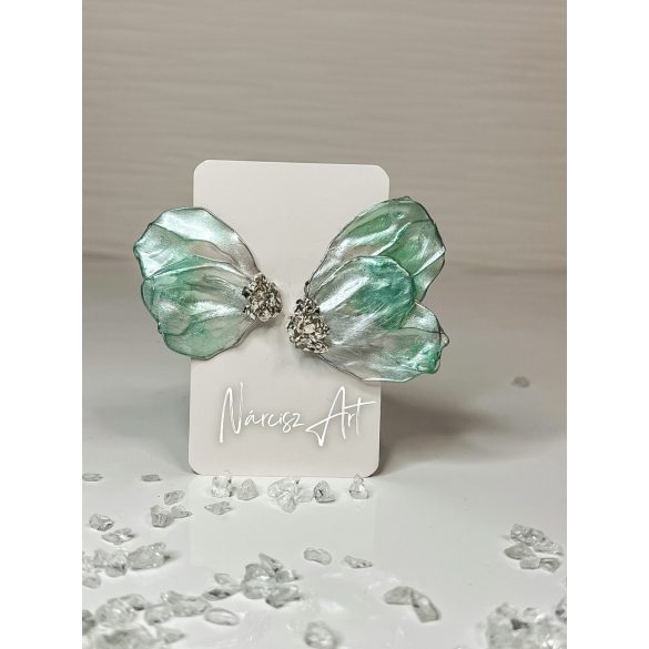 "Zöld epoxi gyanta féloldalas virág fülbevaló"#47