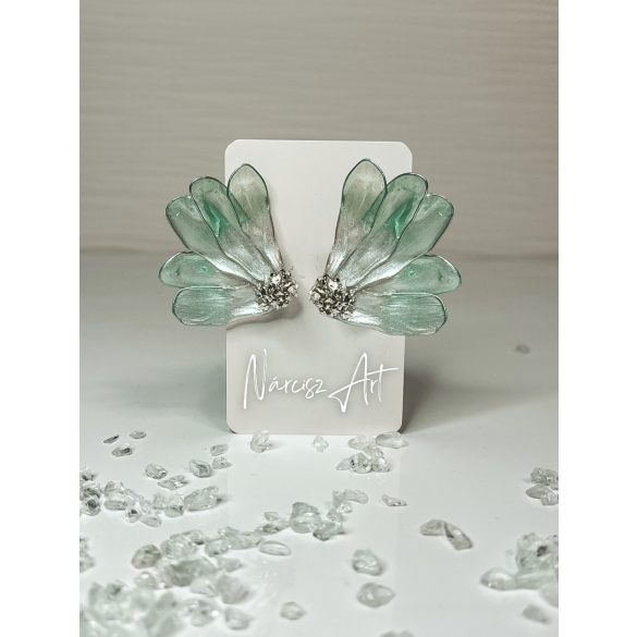 "Zöld epoxi gyanta féloldlas virág fülbevaló"#48