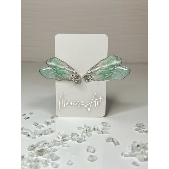 "Zöld epoxi gyanta virágos fülbevaló"#49