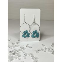   "Sötét türkíz epoxi gyanta virágos fülbevaló"#50