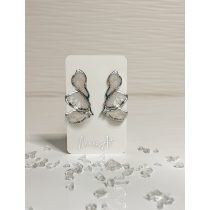   "Fehér-ezüst epoxi gyanta féloldalas virágos fülbevaló"#55