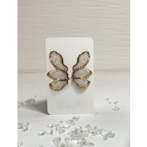   "Fehér-arany epoxi gyanta féloldalas virágos fülbevaló"#56