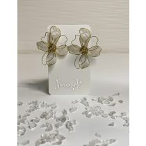   "Fehér-arany epoxi gyanta  virágos fülbevaló"#57