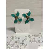   "Mentazöld - arany epoxi gyanta  virágos fülbevaló"#58