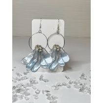   "Ezüst-kék epoxi gyanta félvirágos fülbevaló"#62