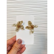   "Arany-átlátszó füstfóliás epoxi gyanta elegáns virág fülbevaló"#66